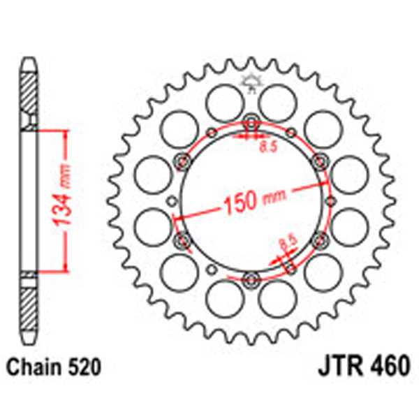JT JT Rear Sprockets R/W 460-42 (489)
